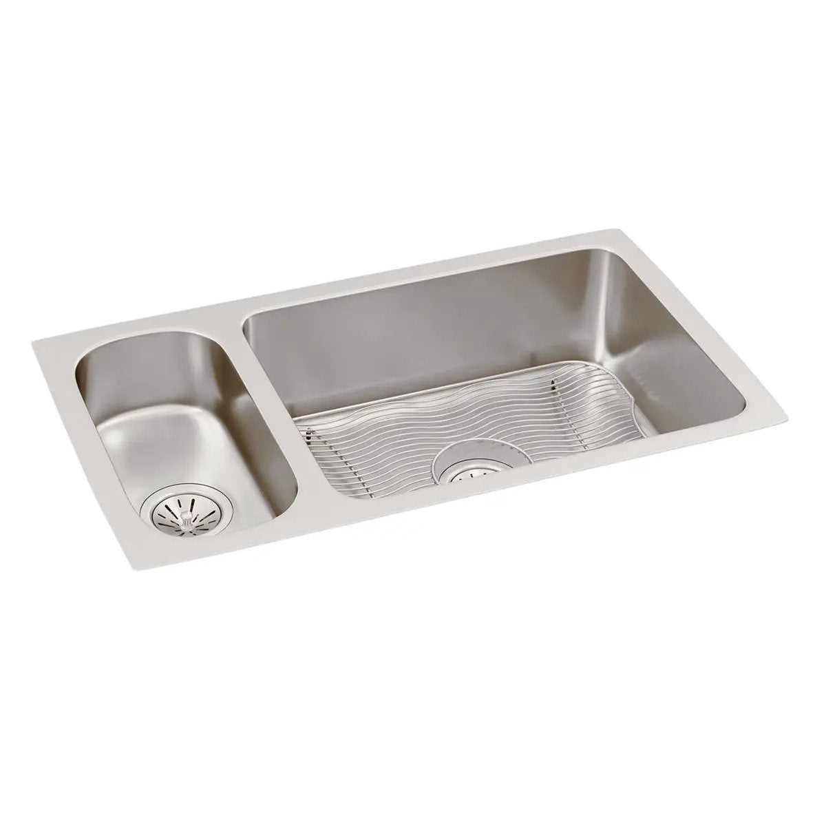 lustrous satin double bowl undermount sink kit