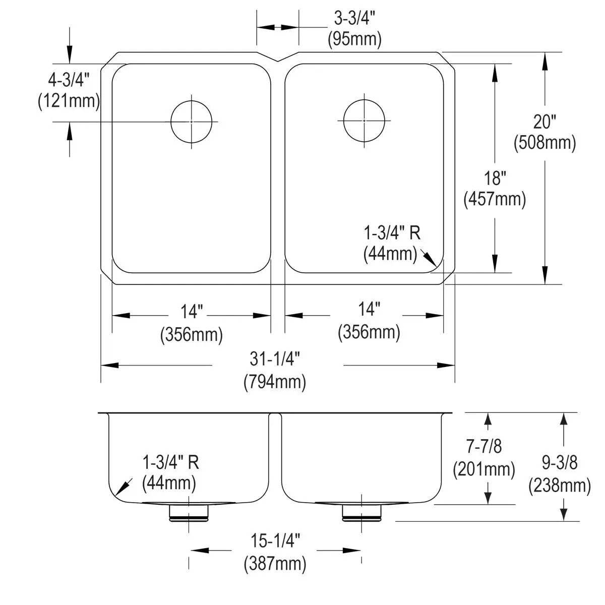 lustrous satin double bowl undermount sink