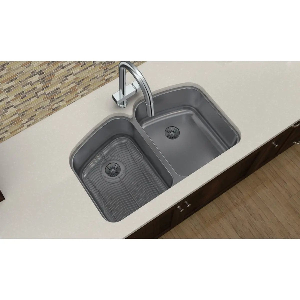 lustrous satin double bowl undermount sink