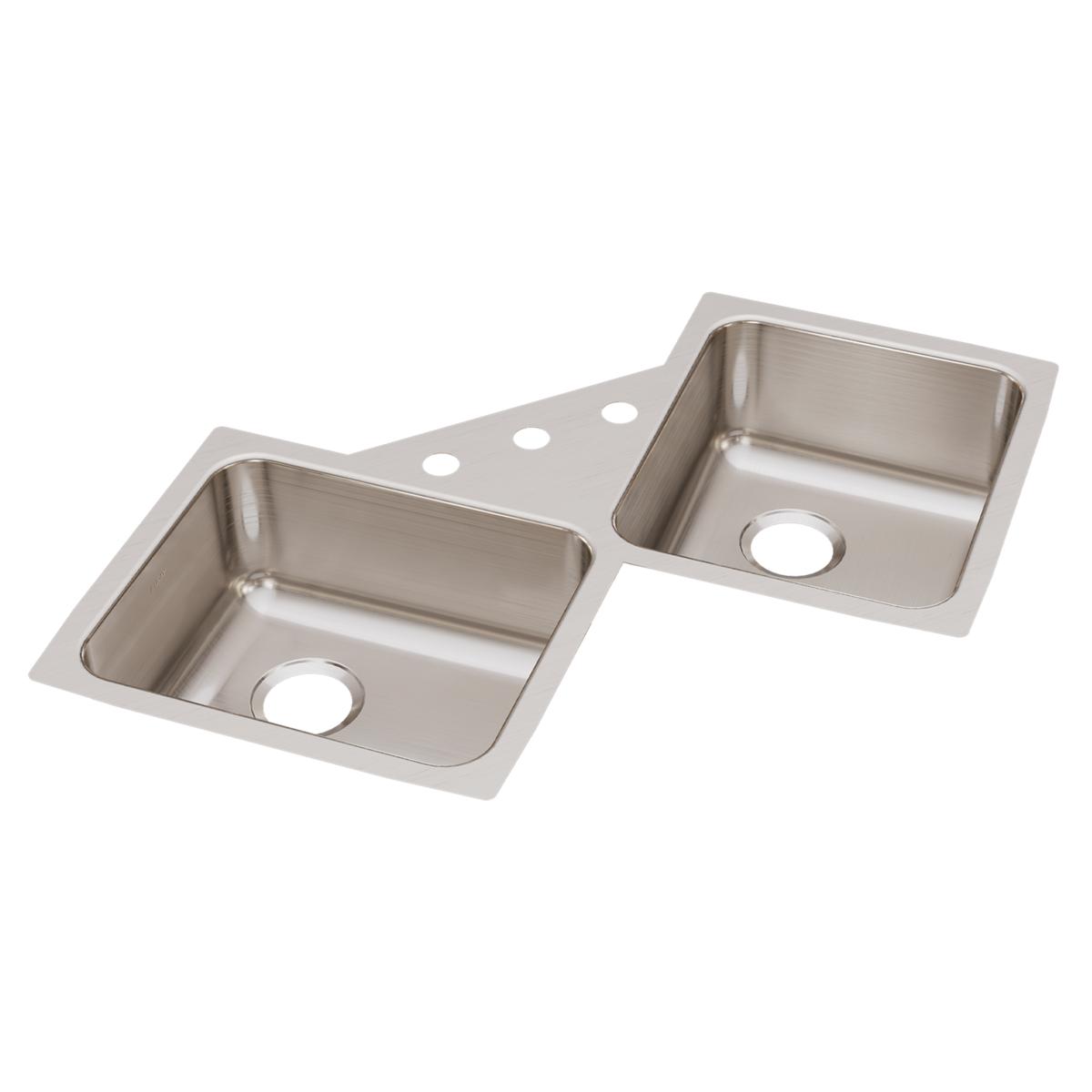 lustrous satin equal double bowl corner sink
