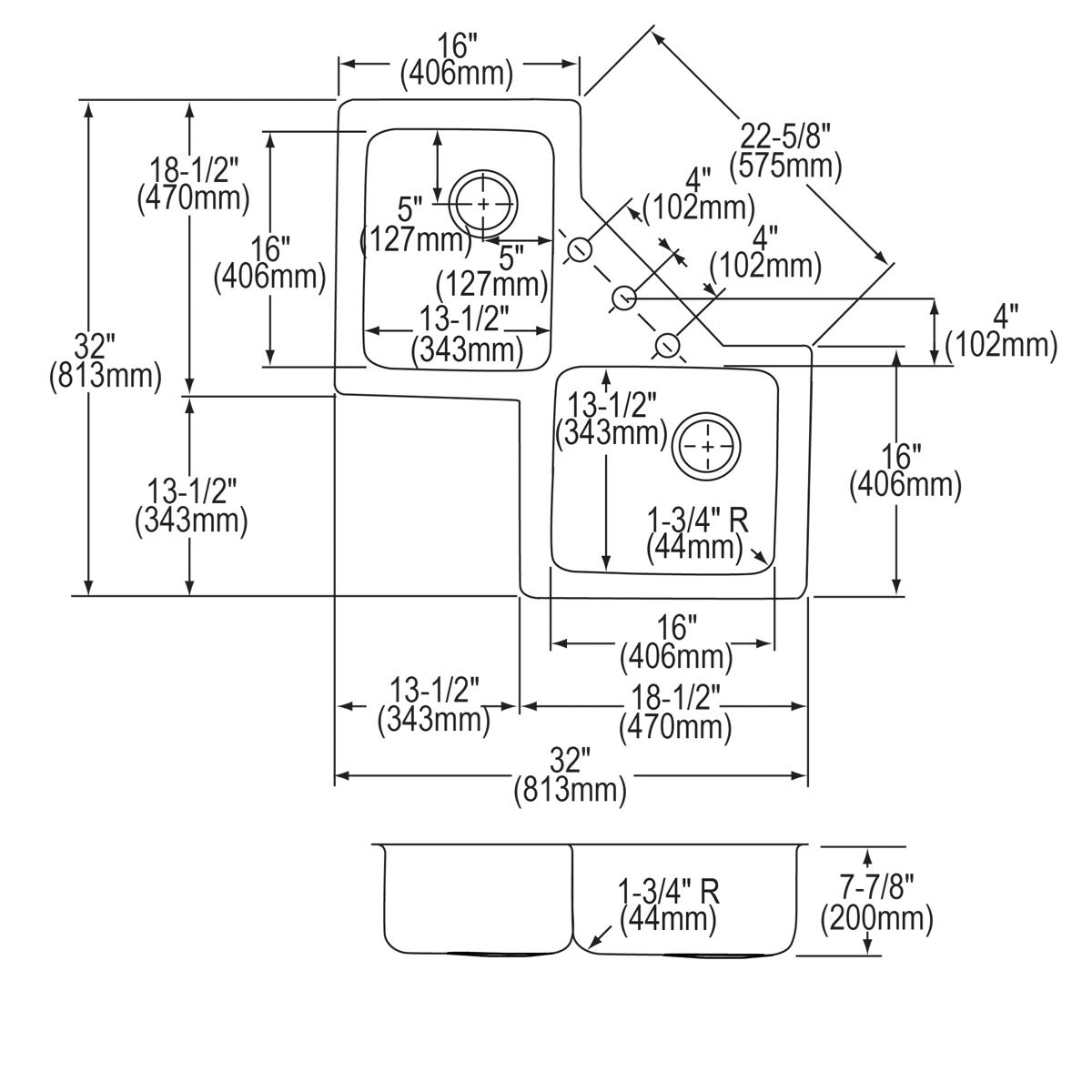 lustrous satin equal double bowl corner sink