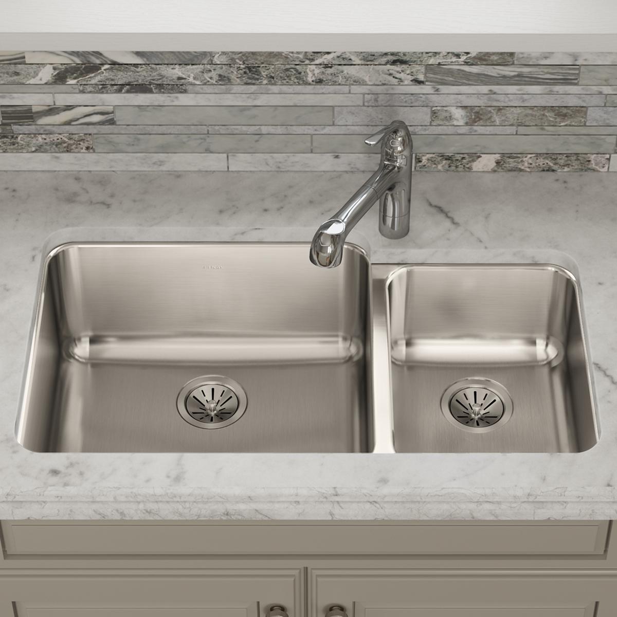 lustrous satin double bowl undermount sink