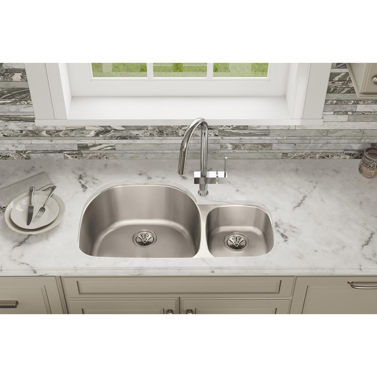 lustrous satin double bowl undermount sink