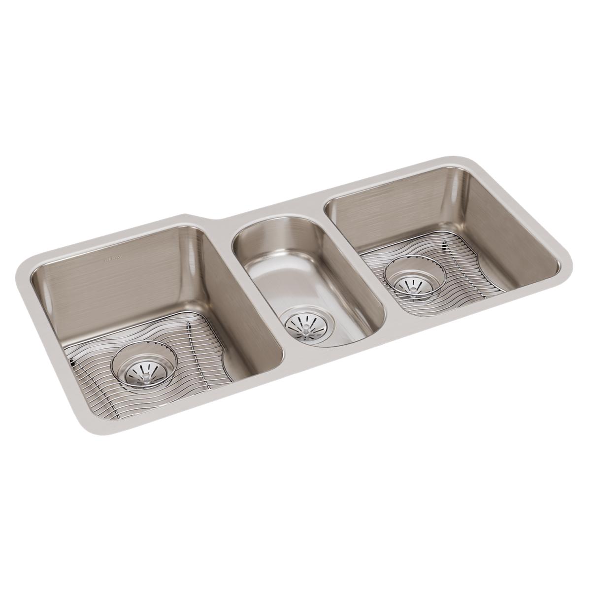 lustrous satin triple bowl undermount sink kit