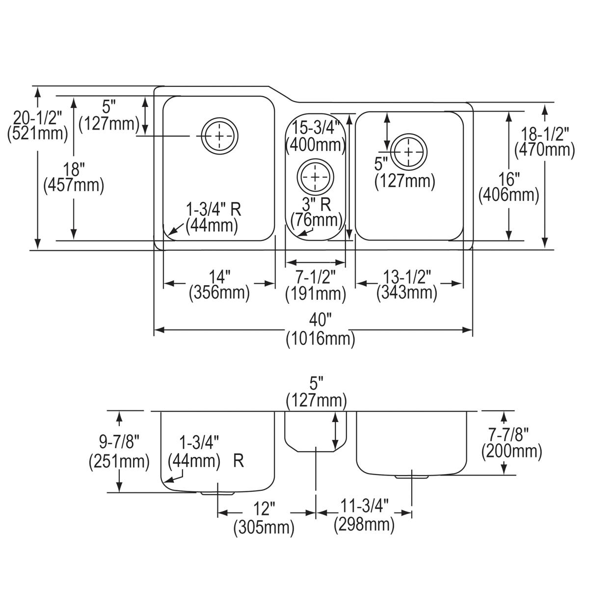 lustrous satin triple bowl undermount sink