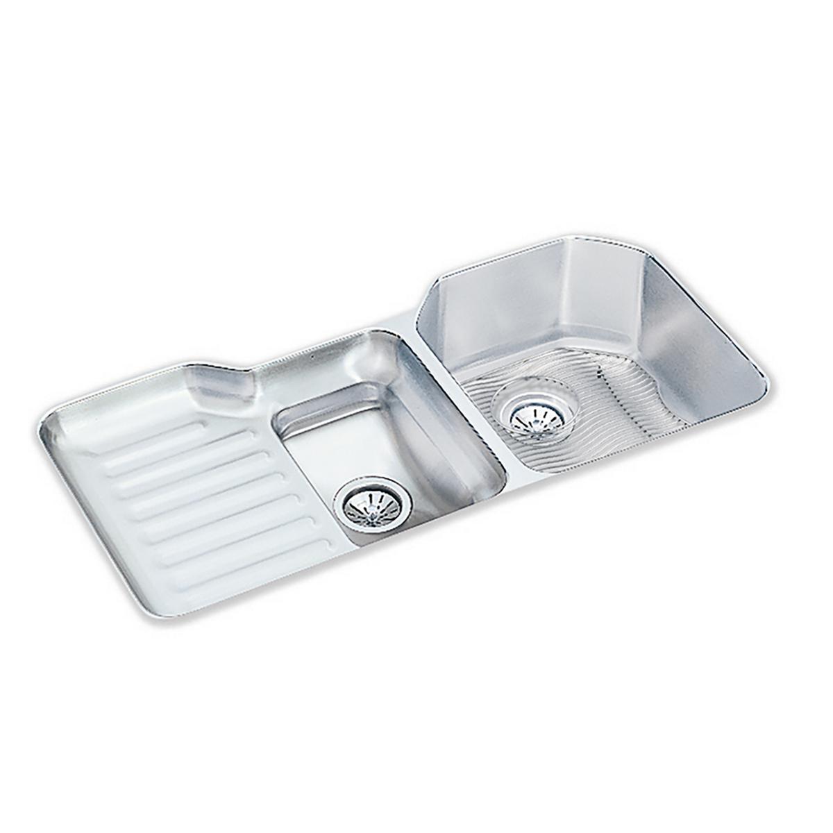lustrous satin double bowl undermount sink kit
