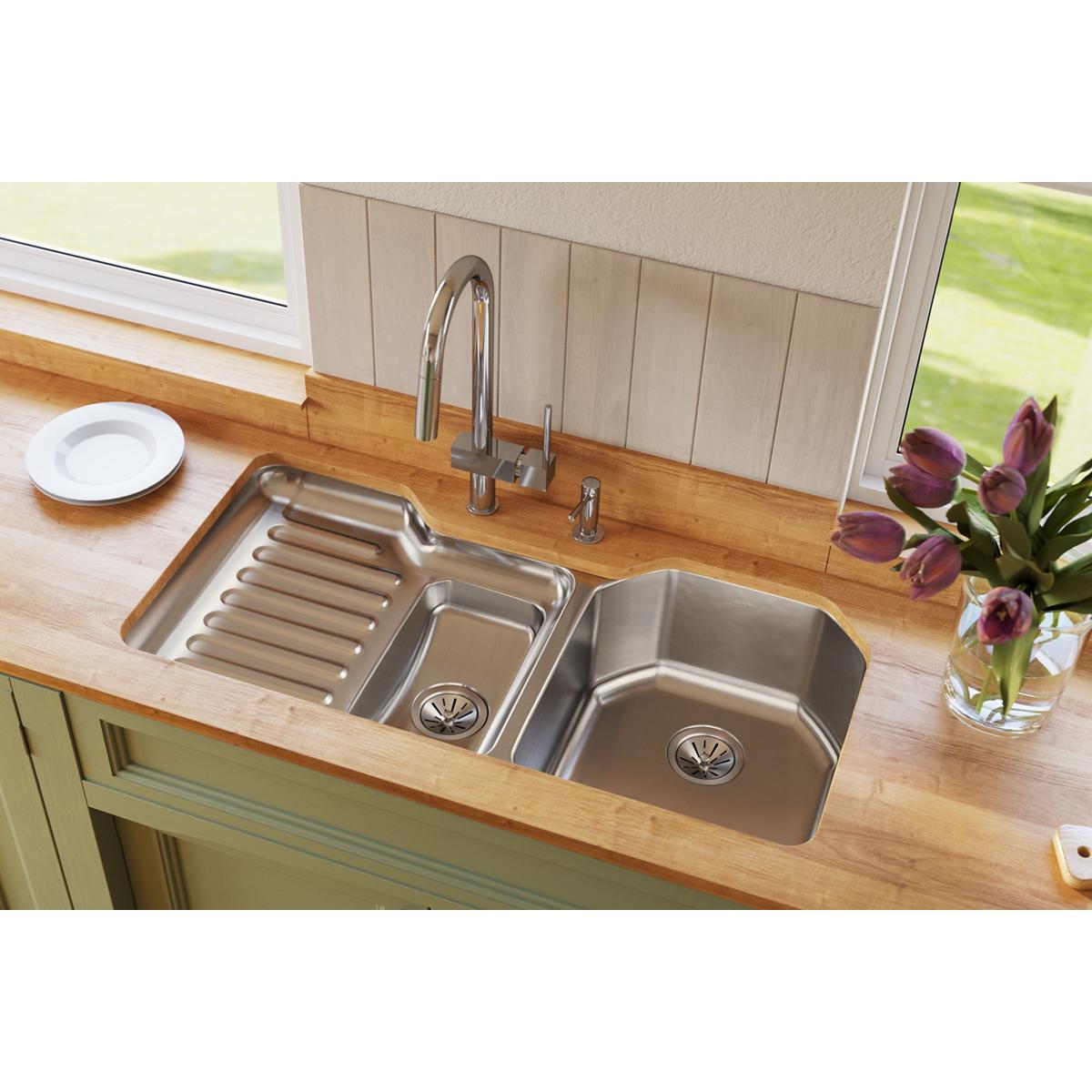 lustrous satin double bowl undermount sink