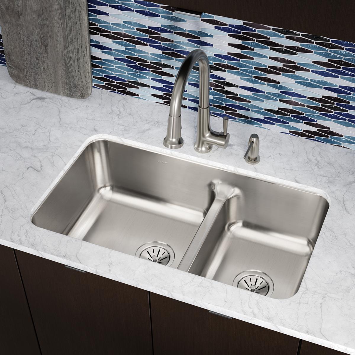 lustrous satin double bowl undermount sink