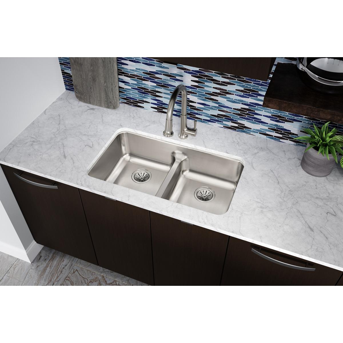 lustrous satin double bowl undermount sink