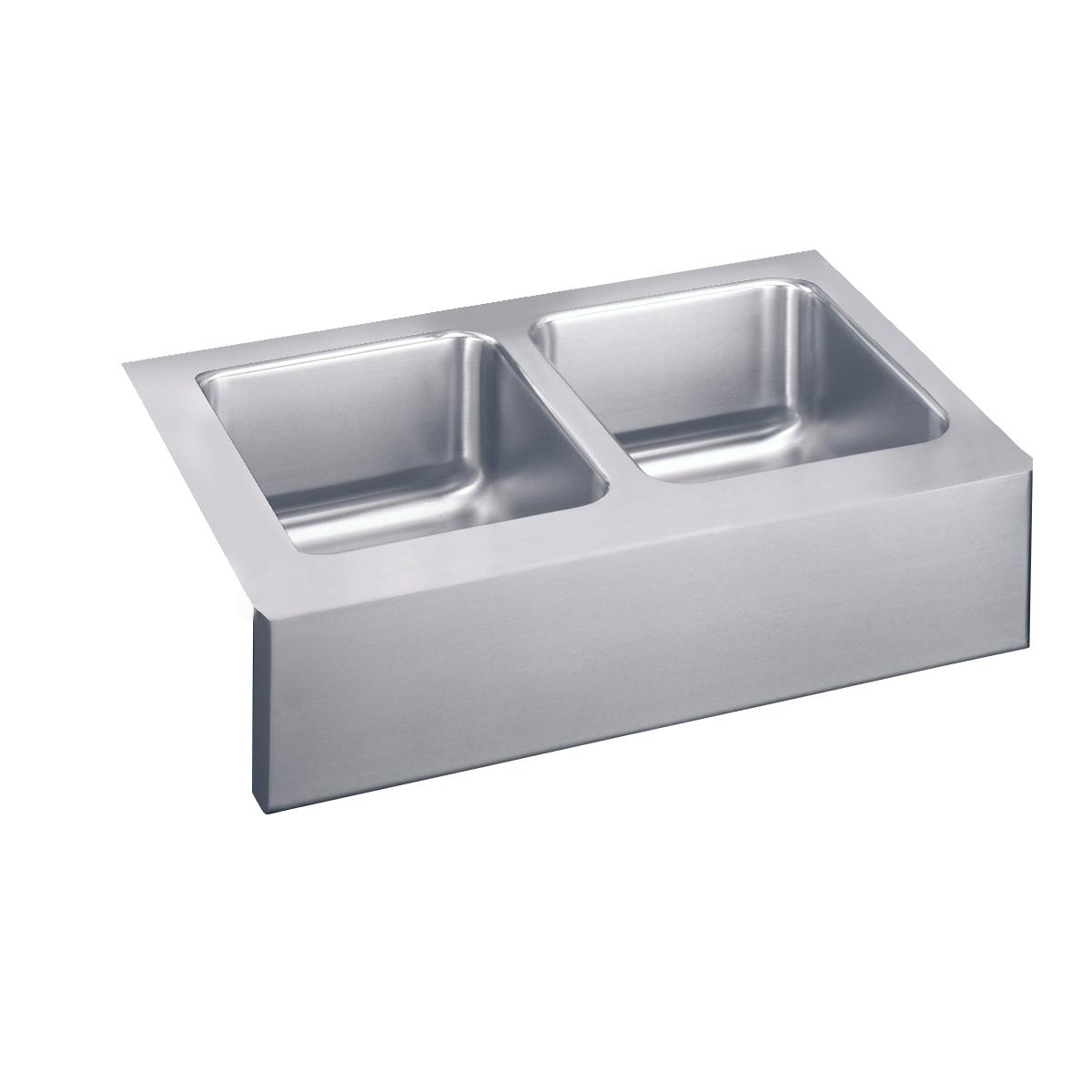 lustrous satin double bowl farmhouse sink kit