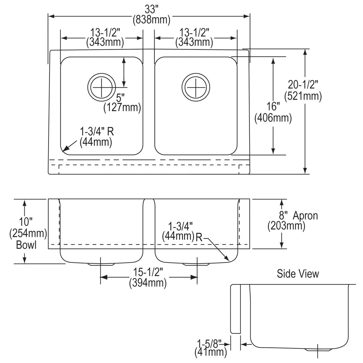 lustrous satin double bowl farmhouse sink kit