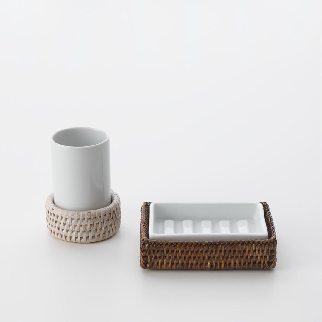 rattan dark soap dish