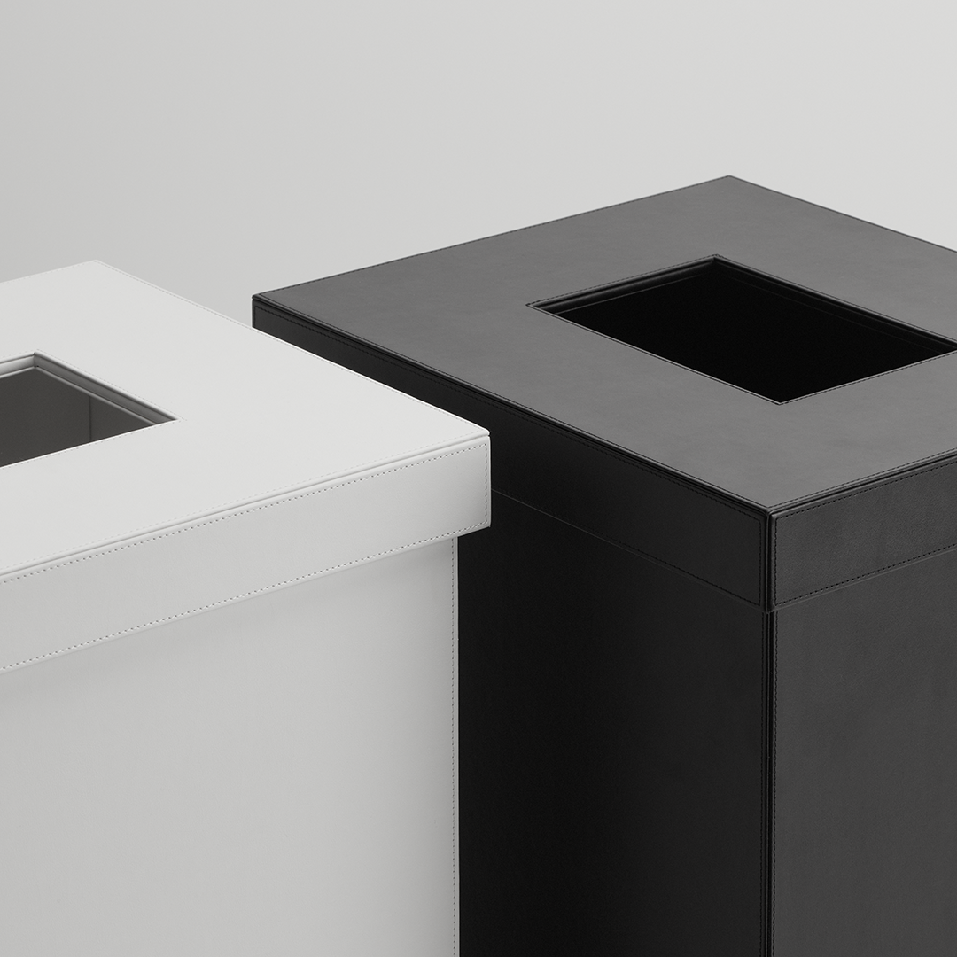 black matte/eco leather black towel basket