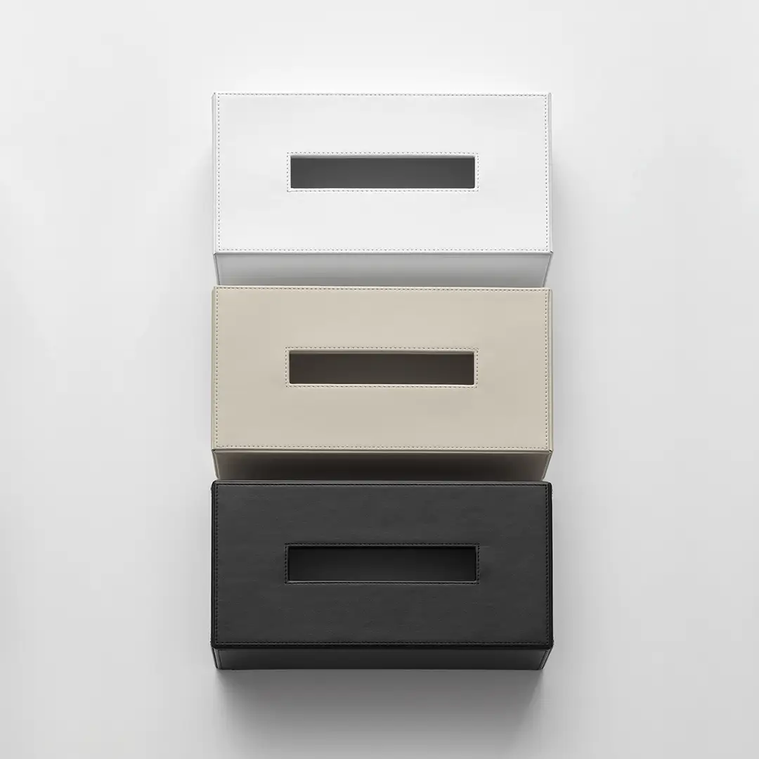 artificial leather black rectangular tissue box