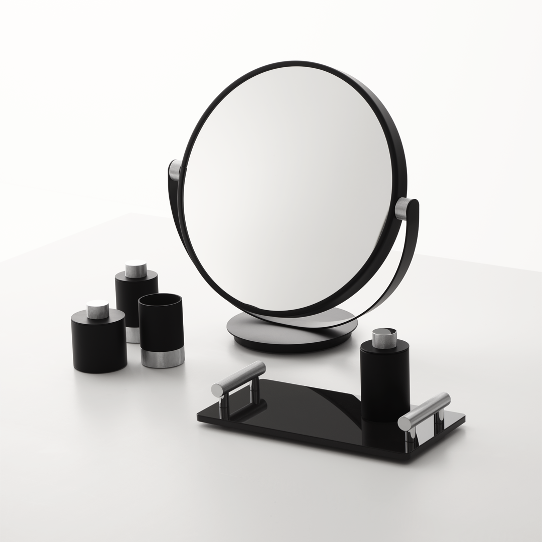 chrome/black tab tray