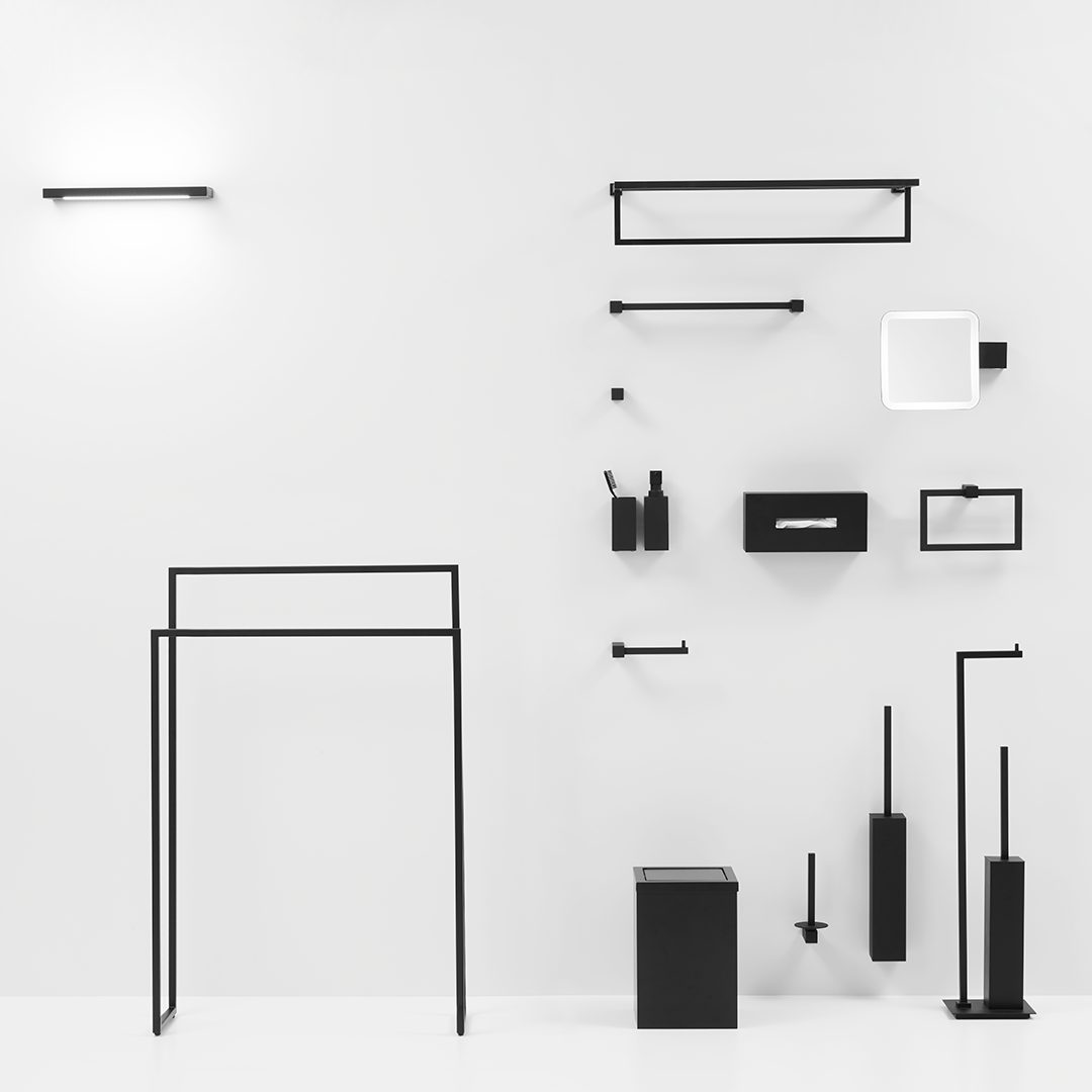 black matte toilet brush set