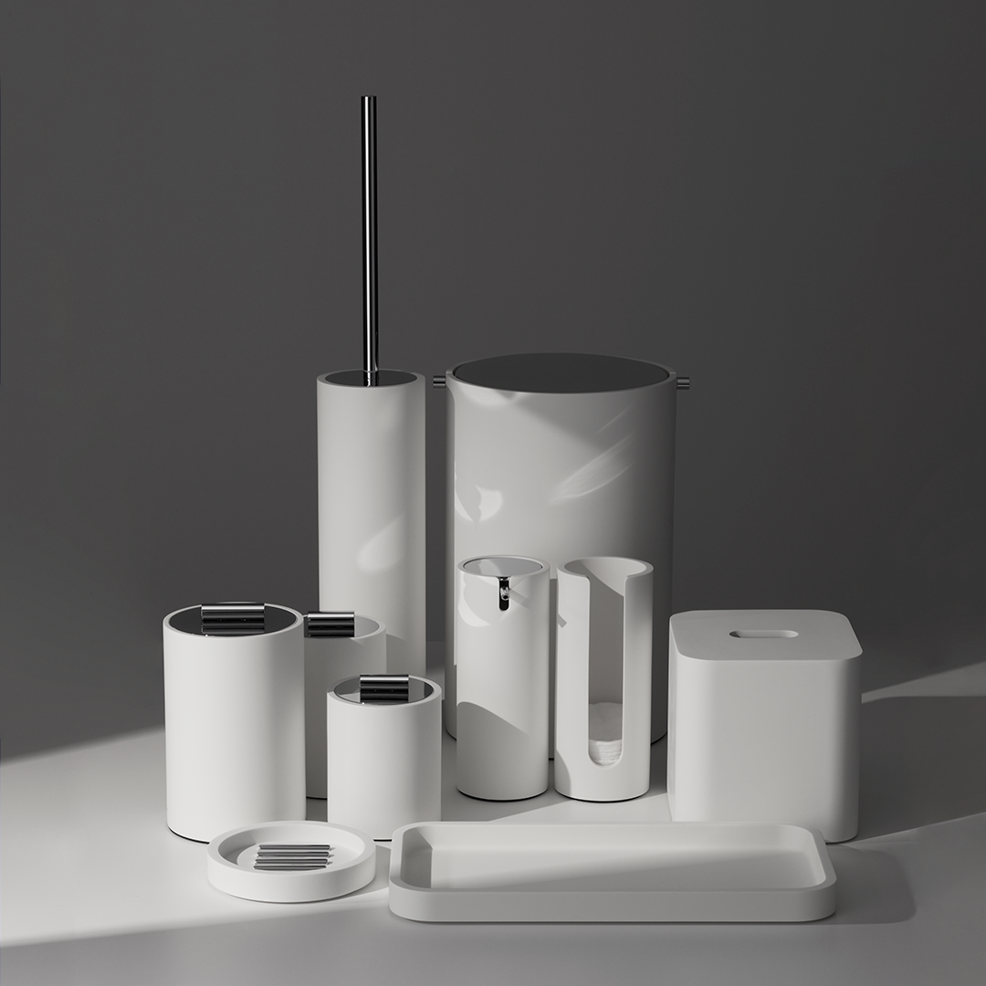 white/steel polished paper bin with revolving cover