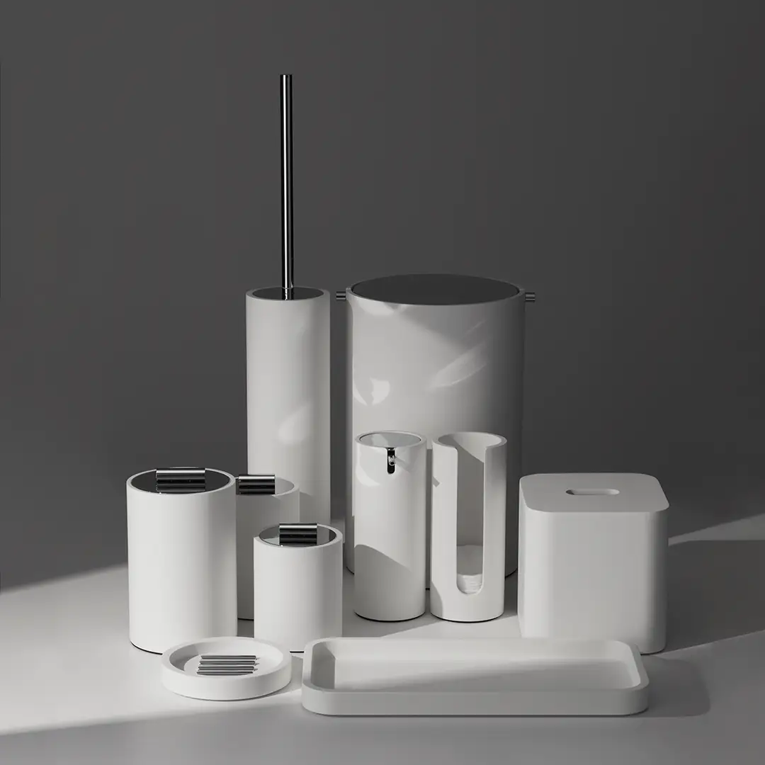 white/steel polished paper bin with revolving cover