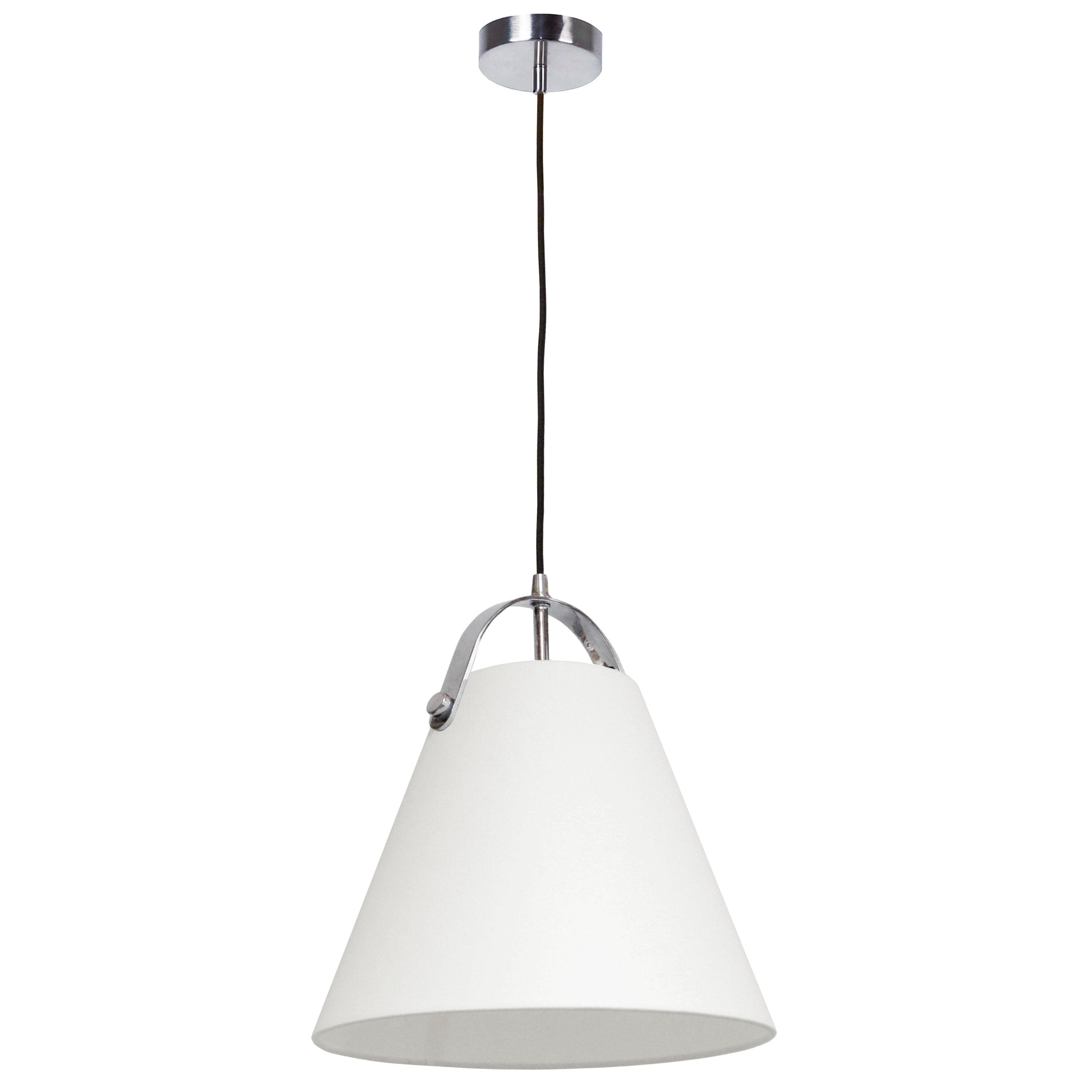 polished chrome with off white shade pendants
