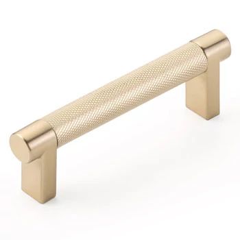 Emtek Select 3.5" CC Rectangular Stem and Knurled Bar Cabinet Pull