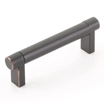 Emtek Select 3.5" CC Rectangular Stem and Knurled Bar Cabinet Pull