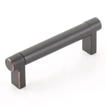 Emtek Select 3.5" CC Rectangular Stem and Knurled Bar Cabinet Pull by Emtek
