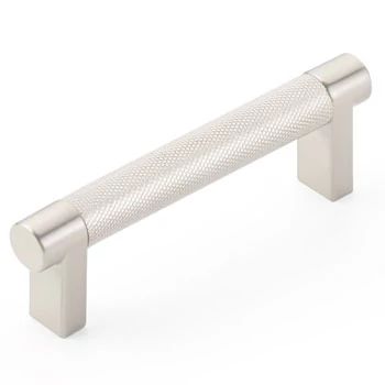 Emtek Select 3.5" CC Rectangular Stem and Knurled Bar Cabinet Pull