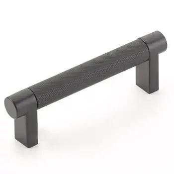 Emtek Select 3.5" CC Rectangular Stem and Knurled Bar Cabinet Pull by Emtek