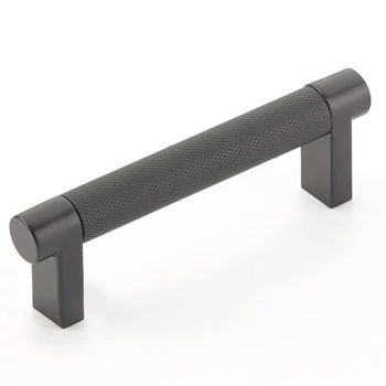 Emtek Select 3.5" CC Rectangular Stem and Knurled Bar Cabinet Pull