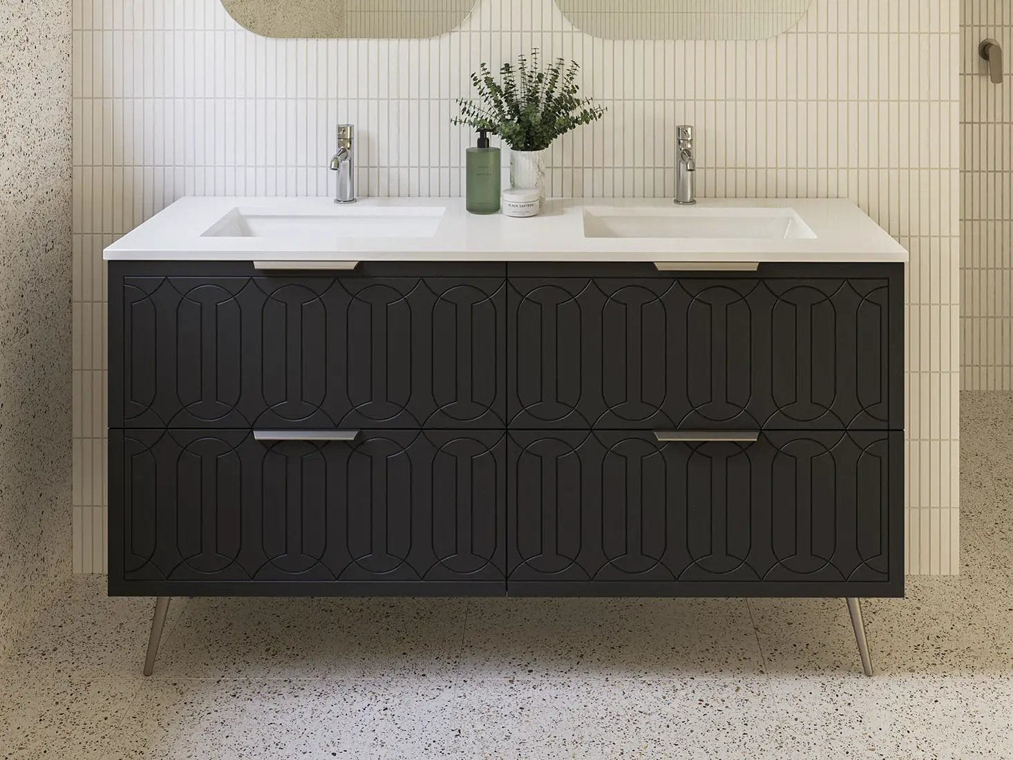 black satin vanity