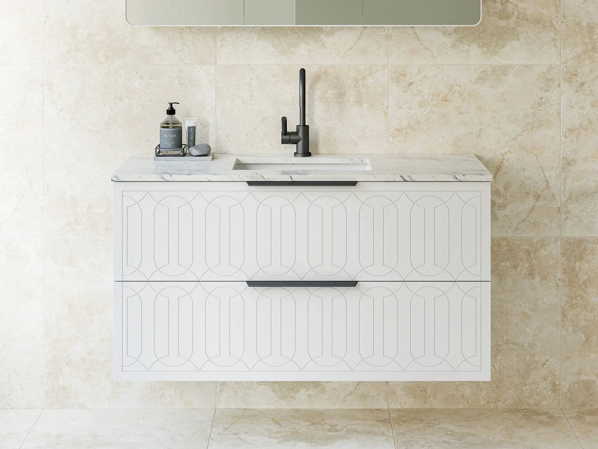 black satin vanity