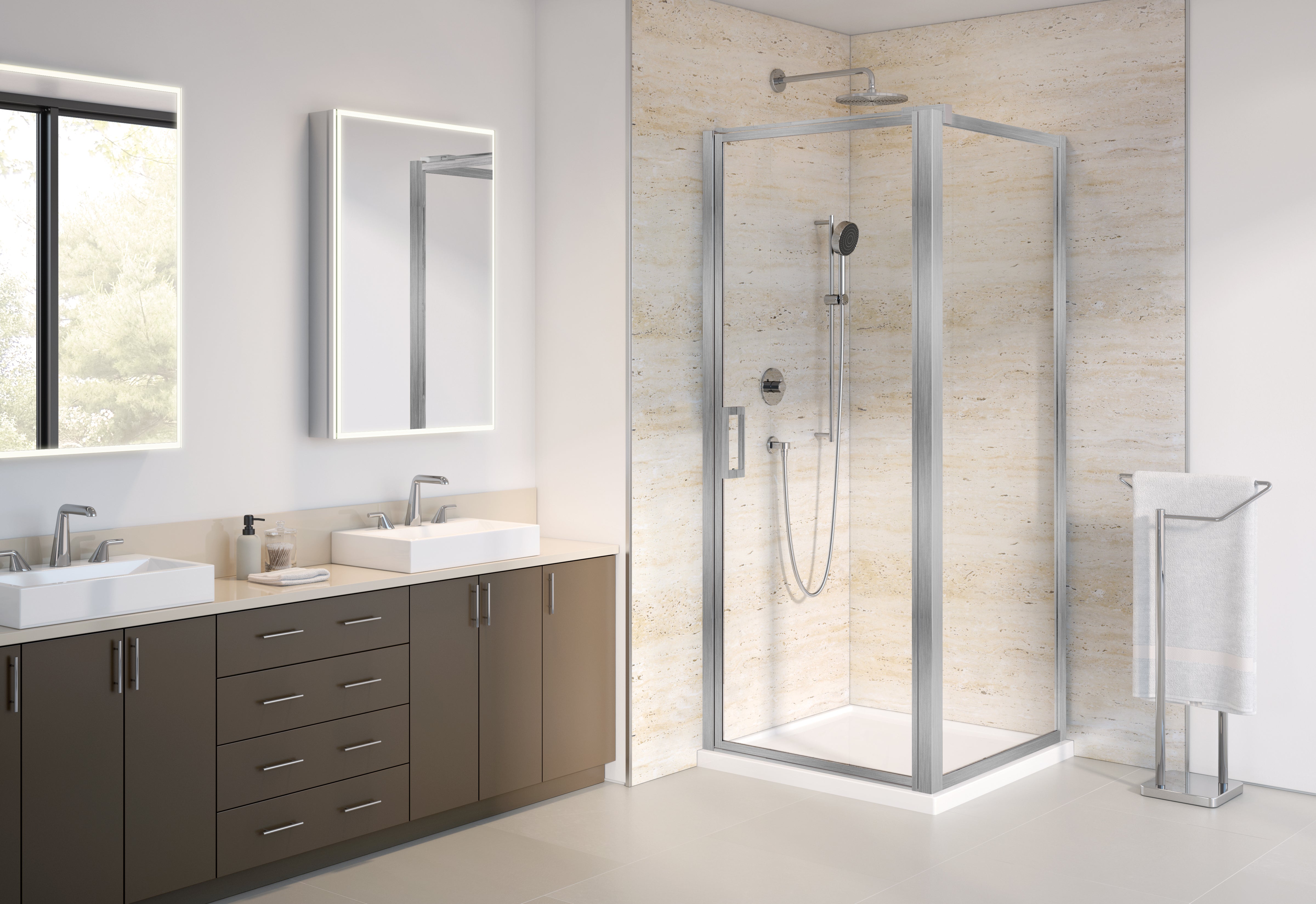 brushed nickel shower door