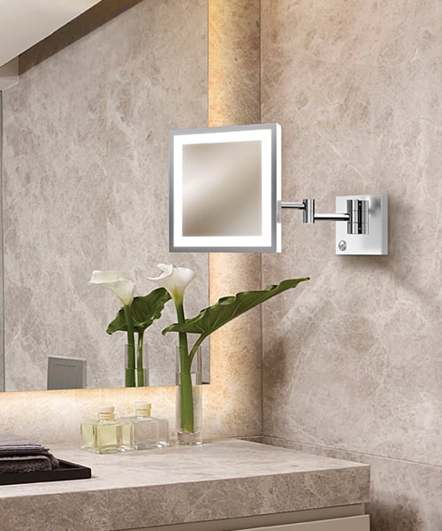 brushed stainless makeup mirror