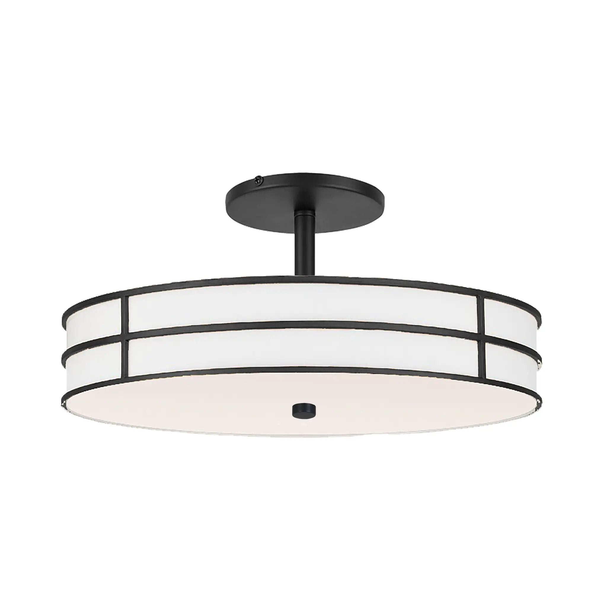 matte black with white fabric shade chandeliers
