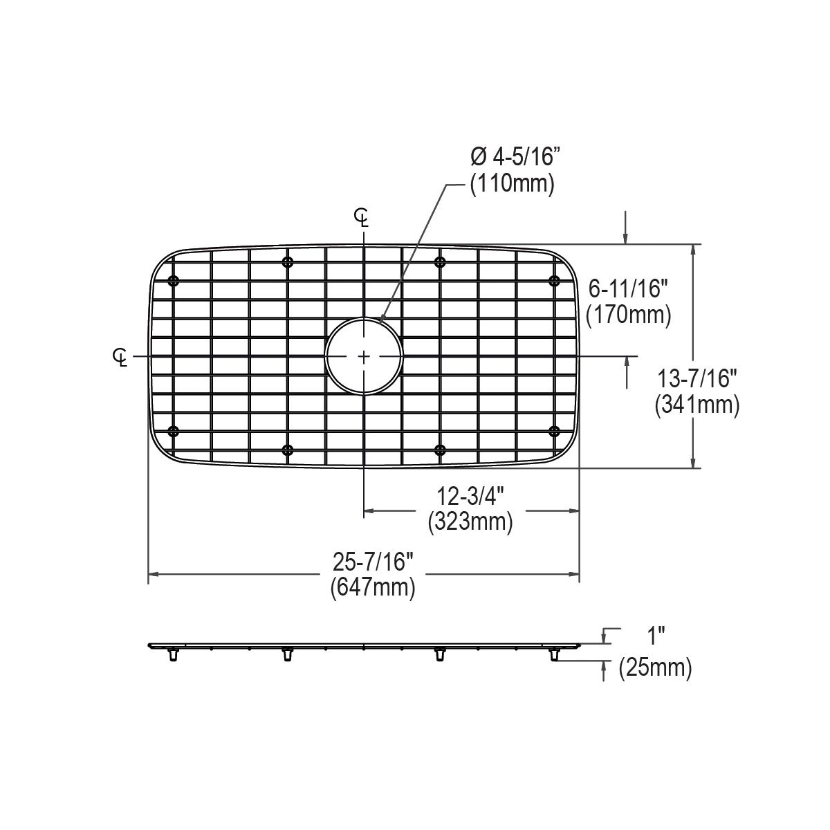 polished stainless steel bottom grid