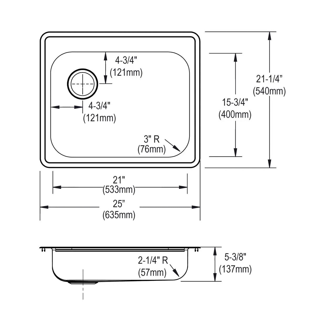 satin single bowl drop-in sink