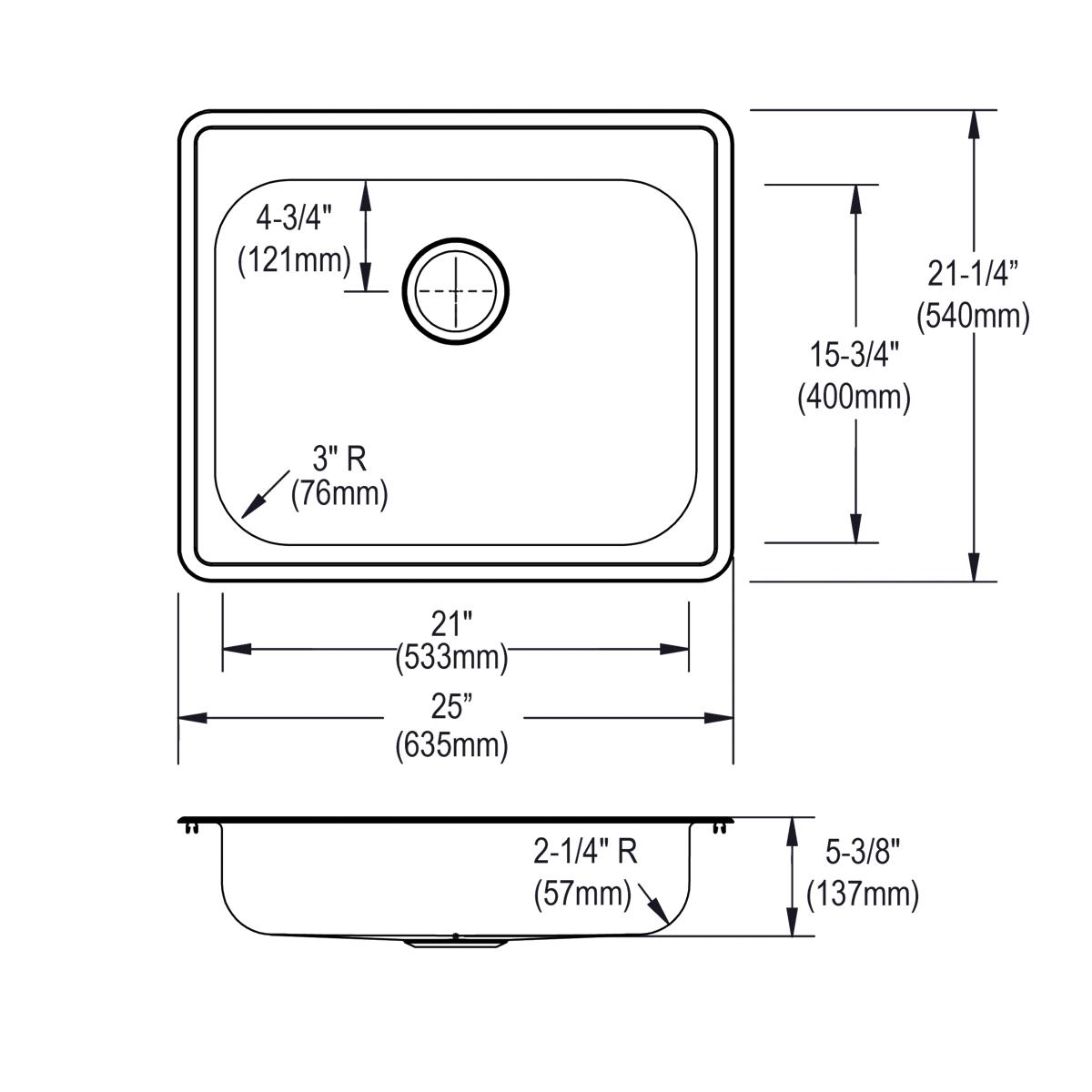 satin single bowl drop-in sink