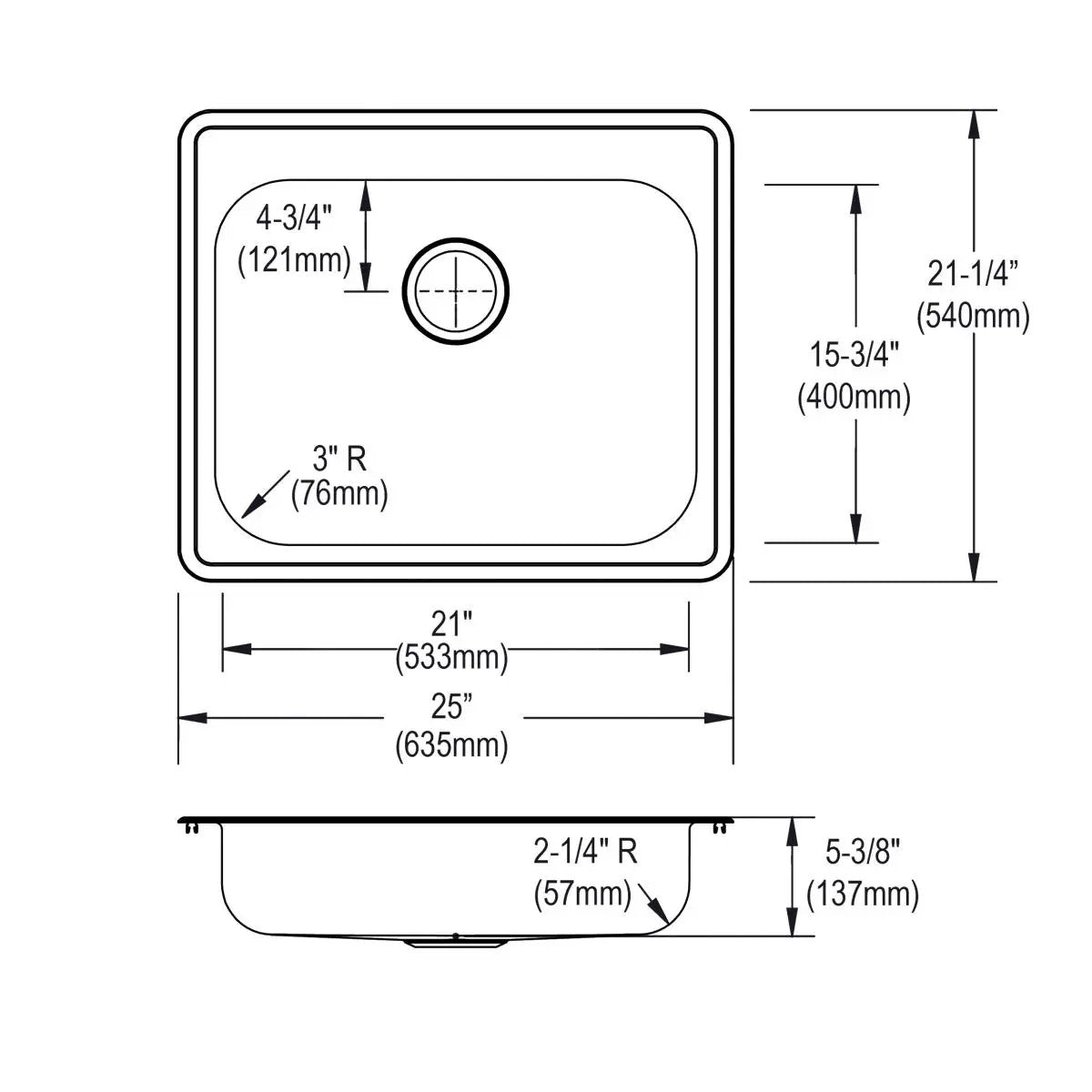 satin single bowl drop-in sink