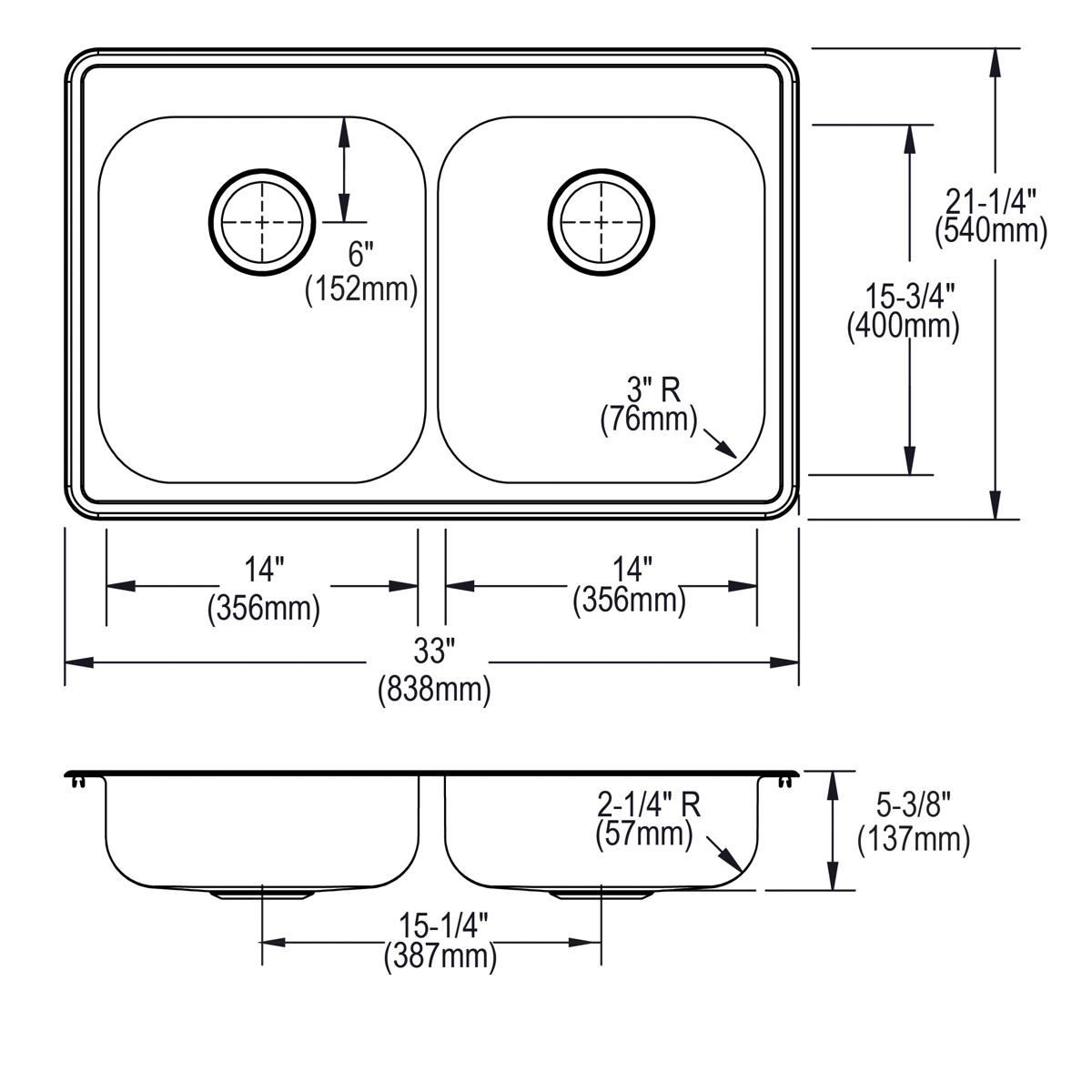 satin double bowl drop-in sink