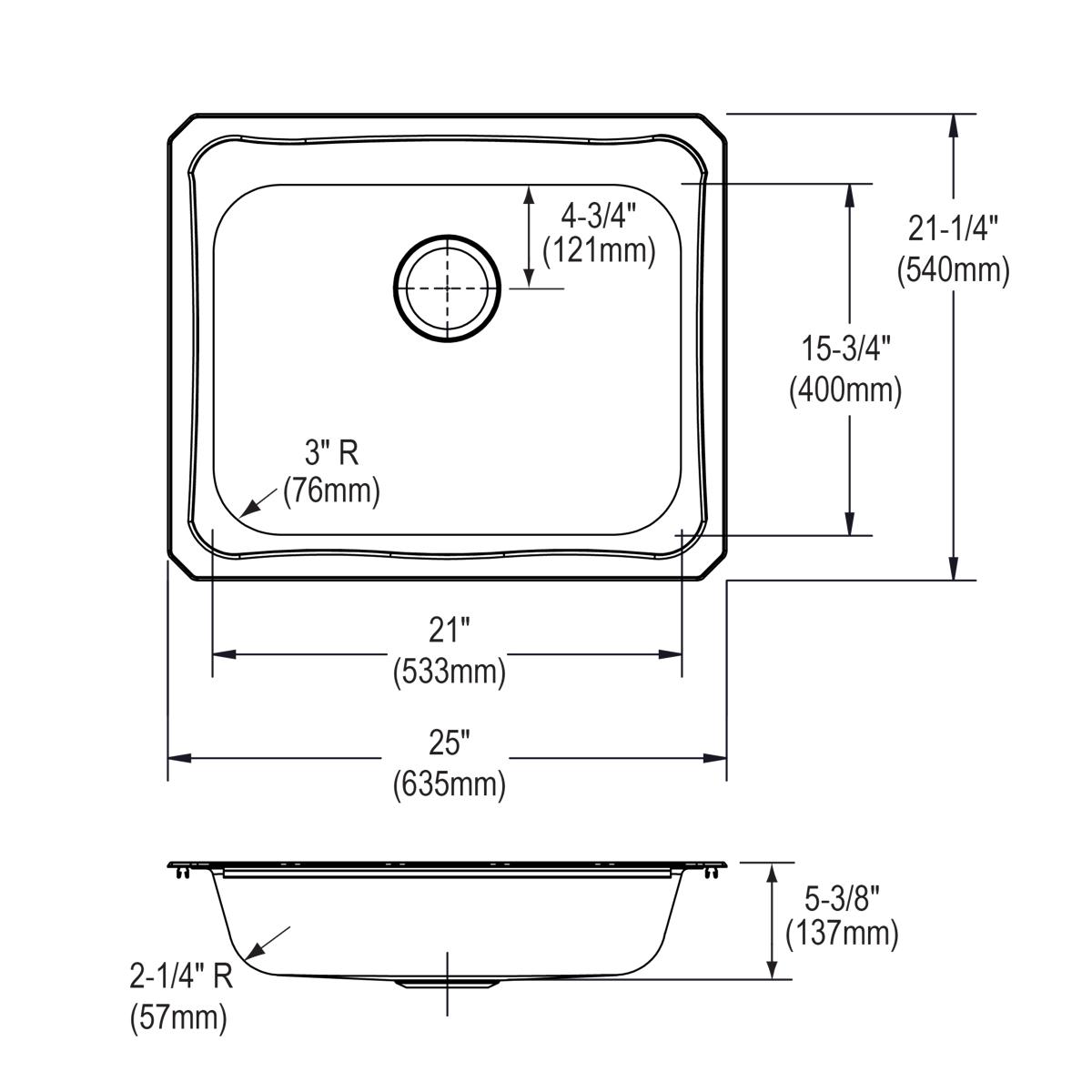 brushed satin single bowl drop-in sink