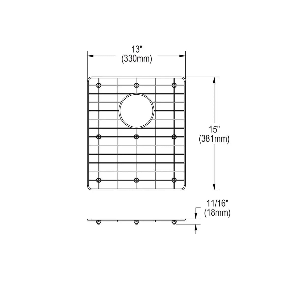polished stainless steel bottom grid