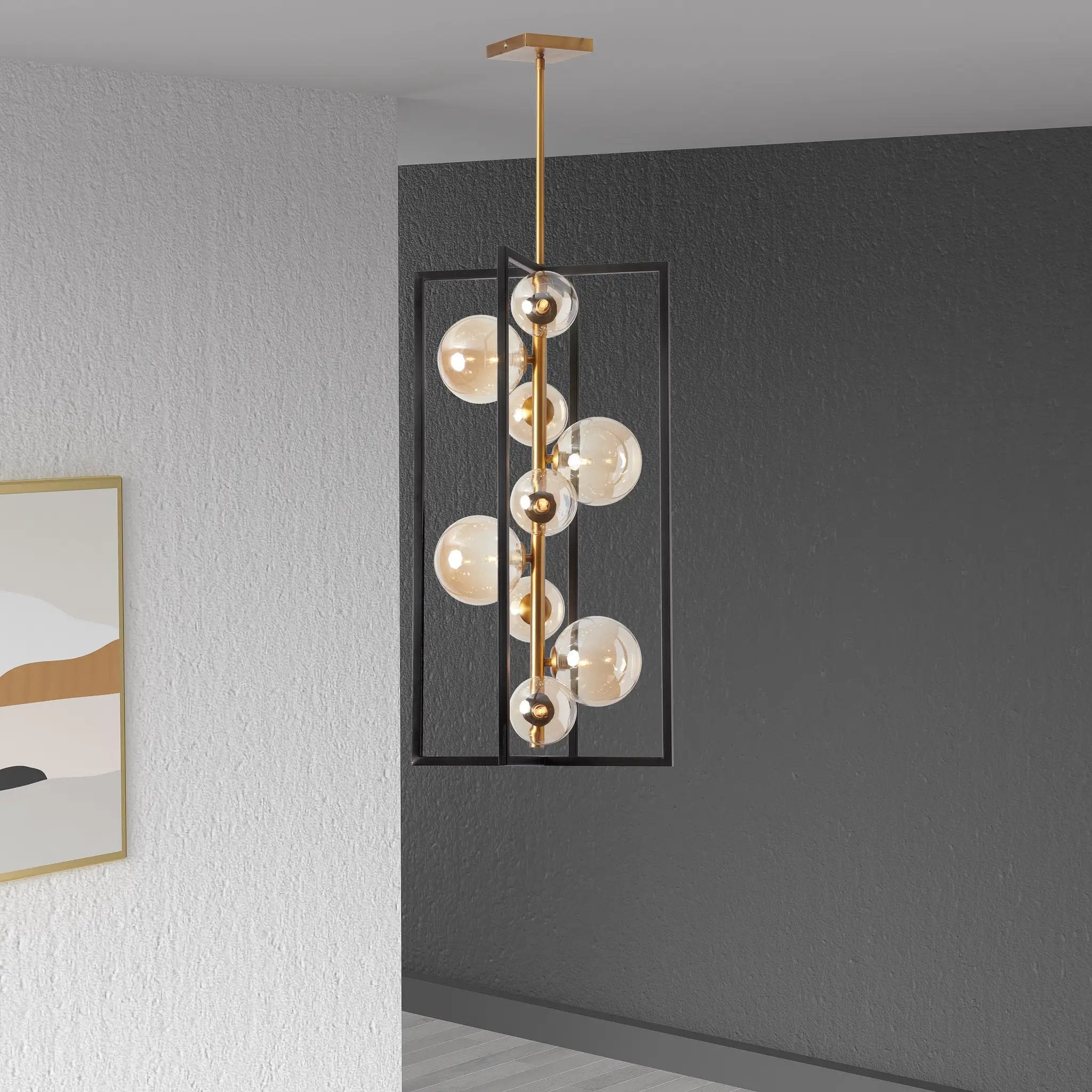 matte black and vintage bronze with champagne glass pendants