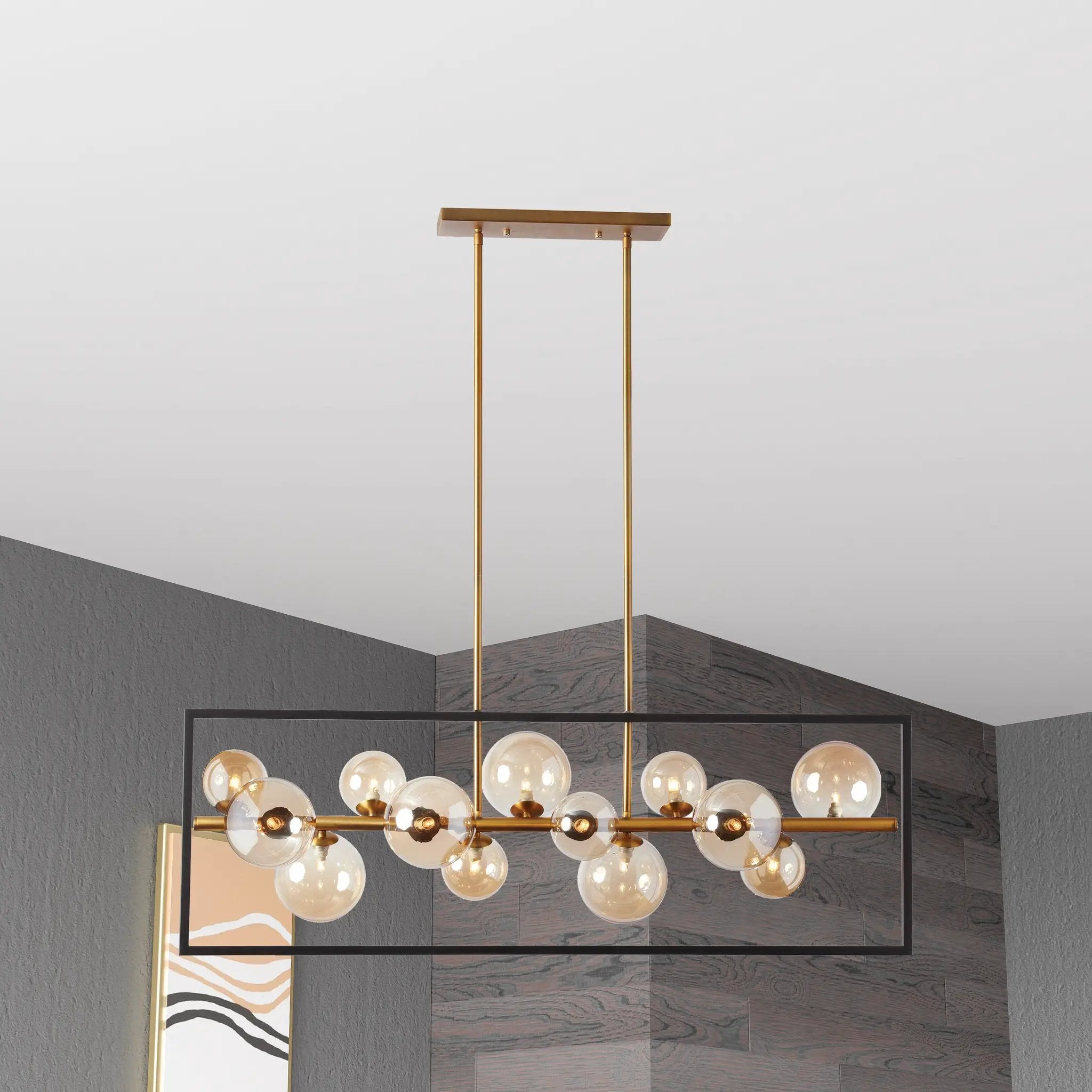 matte black and vintage bronze with champagne glass pendants