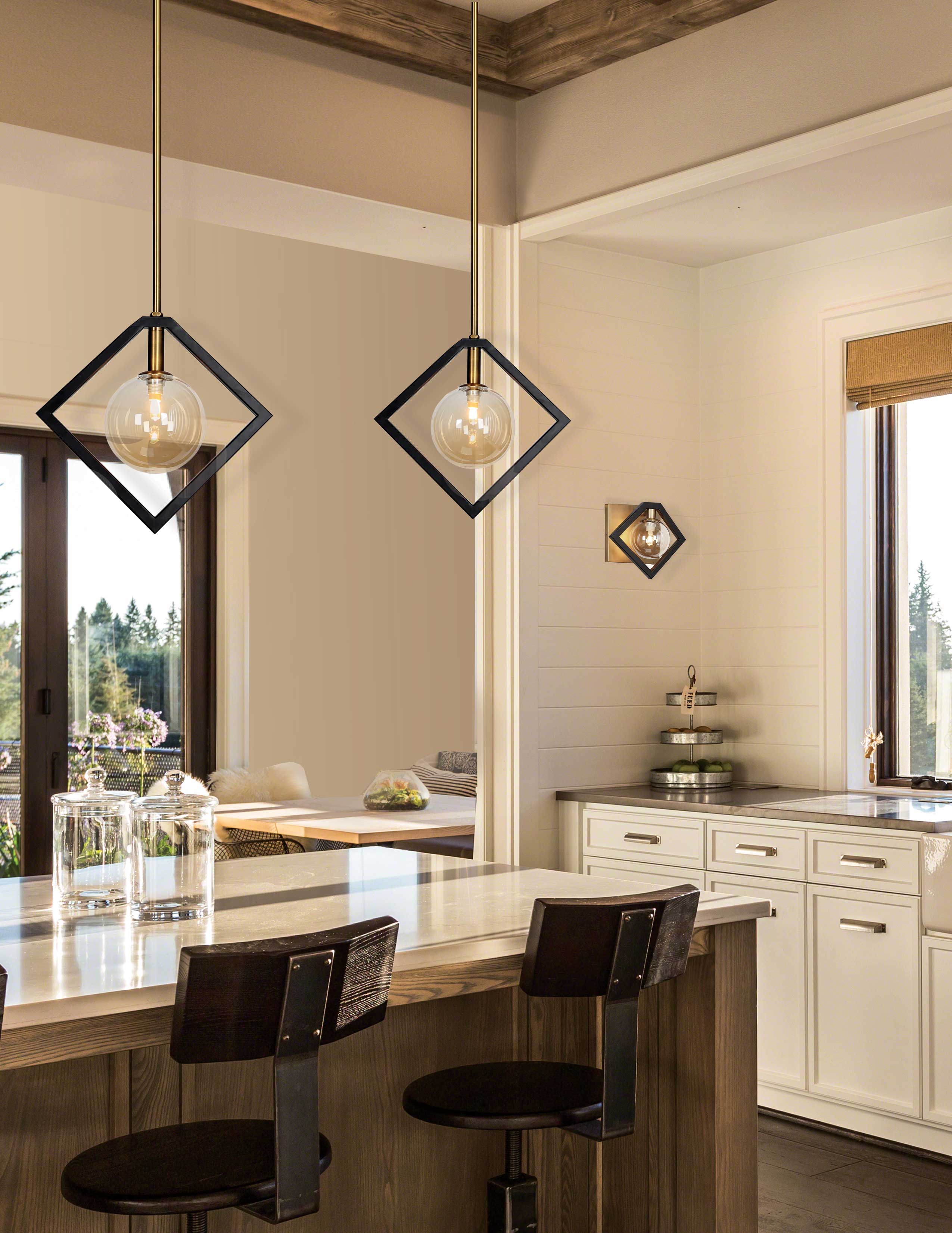 matte black and vintage bronze finish with champagne glass wall sconce