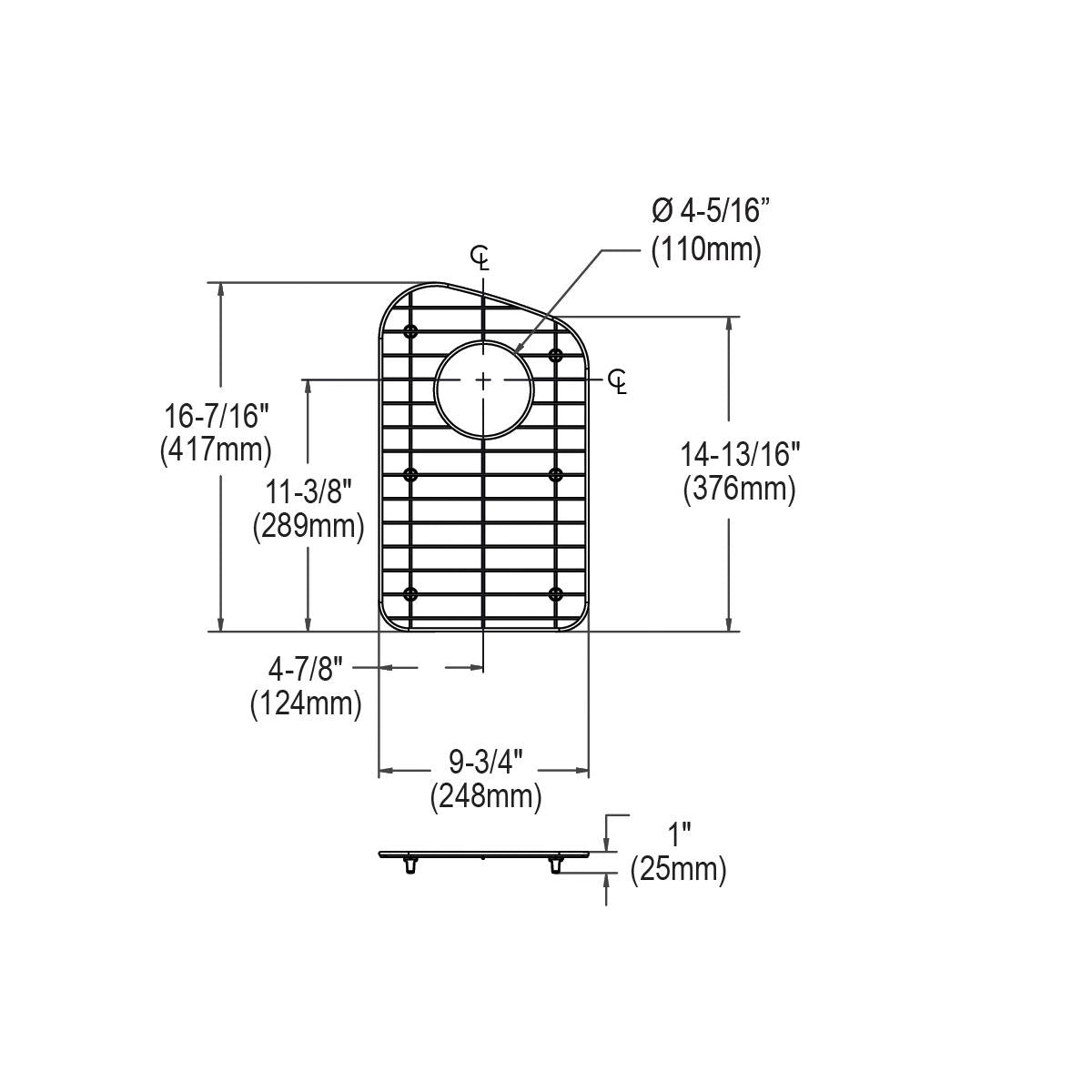 polished stainless steel bottom grid