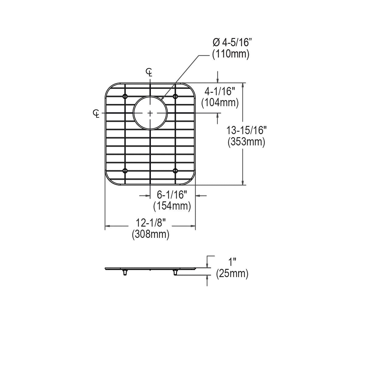polished stainless steel bottom grid