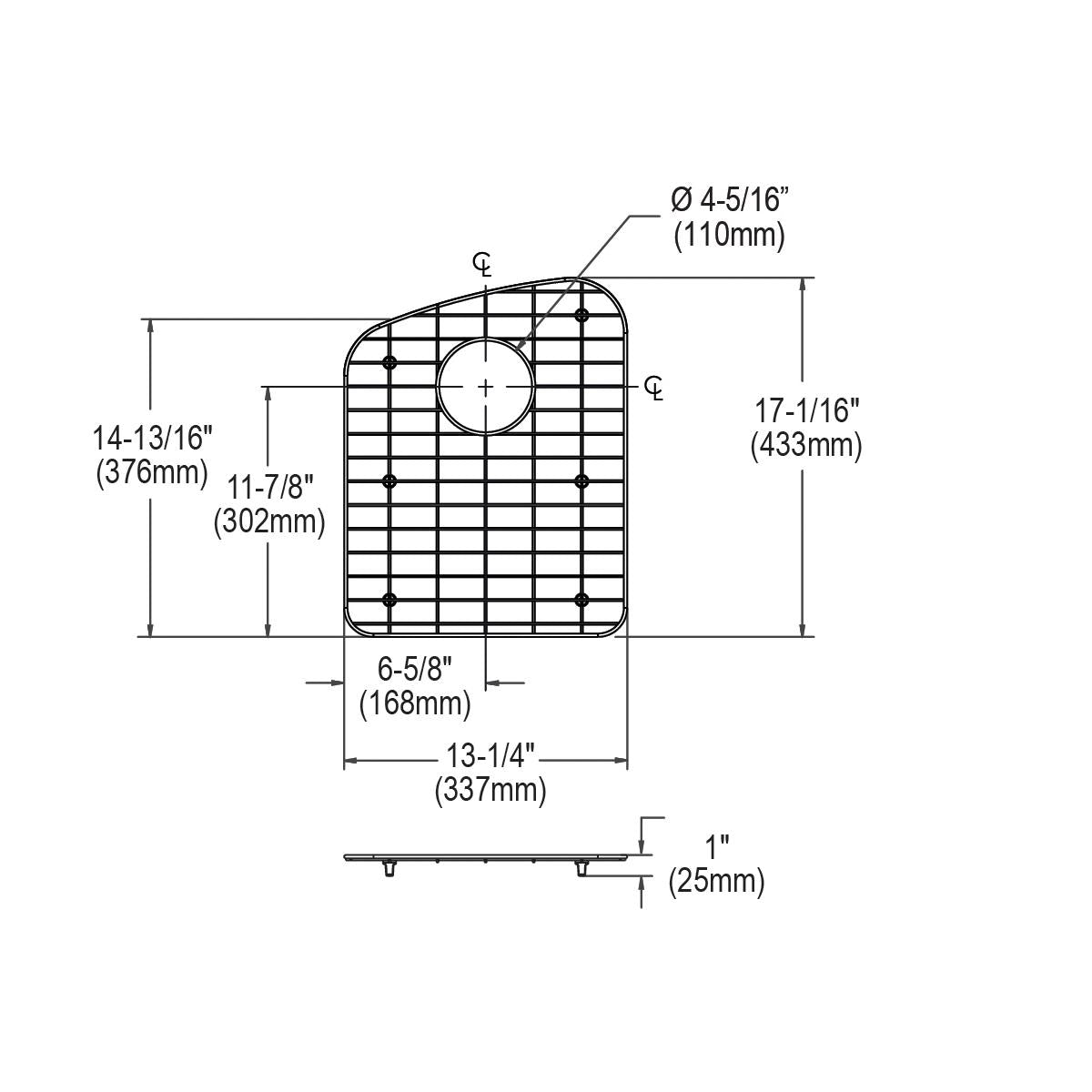 polished stainless steel bottom grid