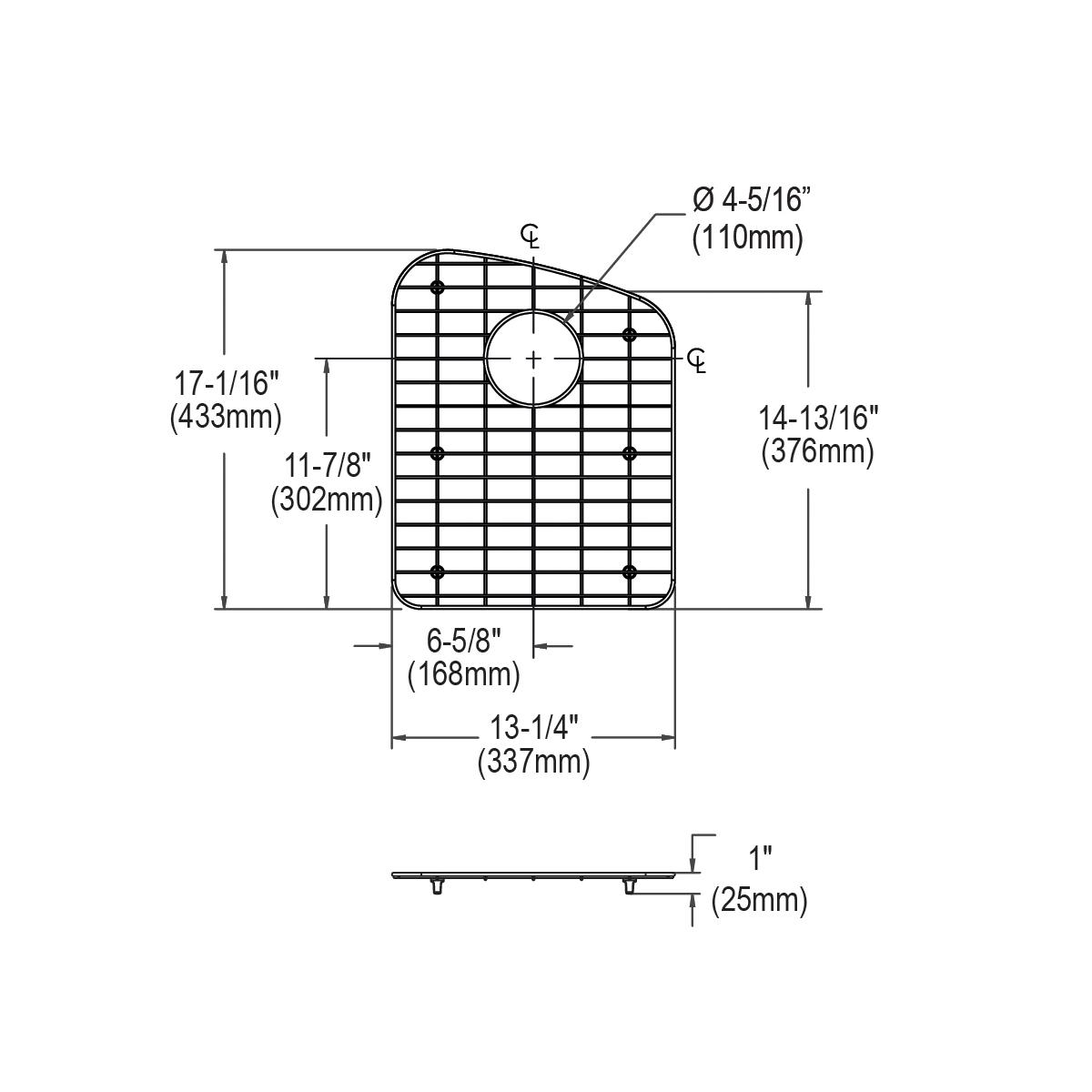 polished stainless steel bottom grid