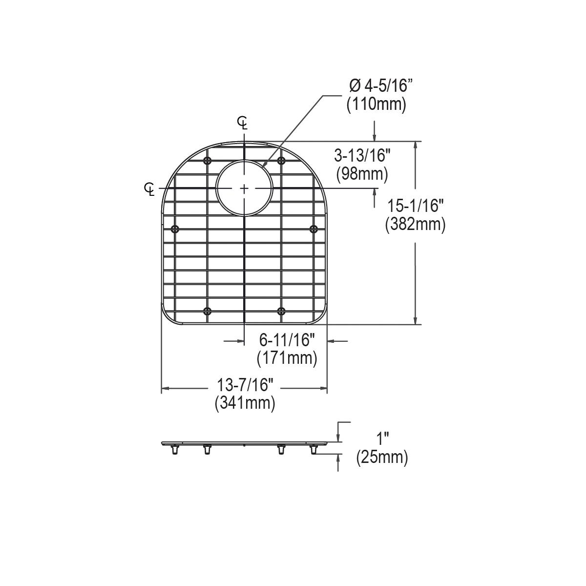 polished stainless steel bottom grid