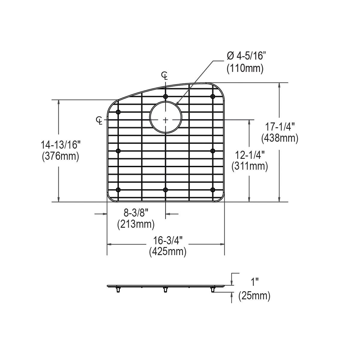 polished stainless steel bottom grid